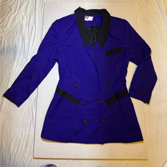 Vintage Simon Chang Women's Blazer in Purple and Black - Picture 1 of 6